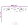 Anthrazitfarbener Doppelschirm mit LED-Beleuchtung Csik 449x245cm