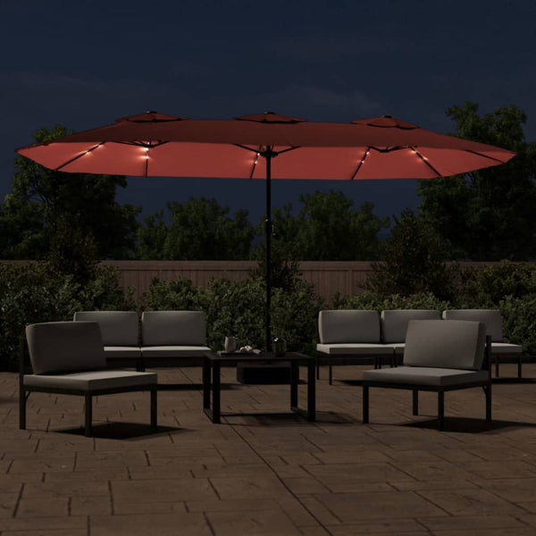Terrakotta zweiflügeliger Sonnenschirm LED-Lichter Csik 449x245cm