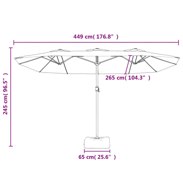 Terrakotta zweiflügeliger Sonnenschirm LED-Lichter Csik 449x245cm