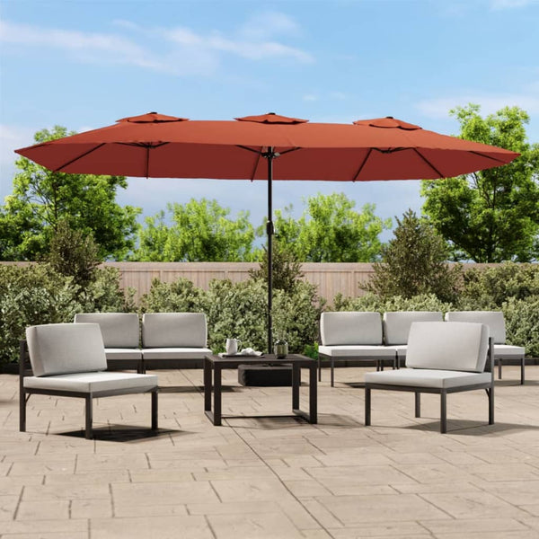 Terrakotta zweiflügeliger Sonnenschirm LED-Lichter Csik 449x245cm