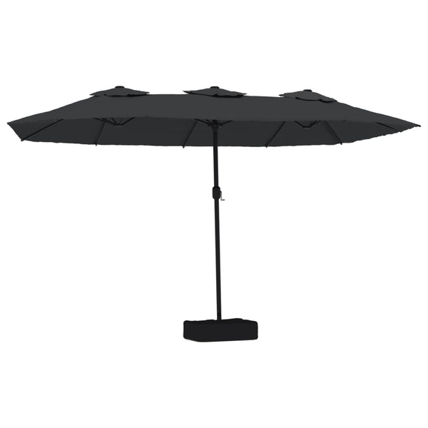 Musta kaksipäinen aurinkovarjo led-valot Csik 449x245cm