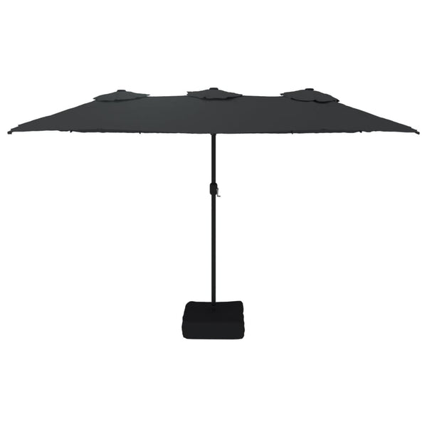 Musta kaksipäinen aurinkovarjo led-valot Csik 449x245cm
