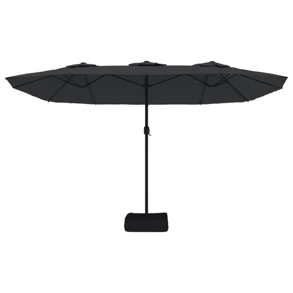 Musta kaksipäinen aurinkovarjo led-valot Csik 449x245cm