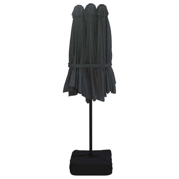 Musta kaksipäinen aurinkovarjo led-valot Csik 449x245cm