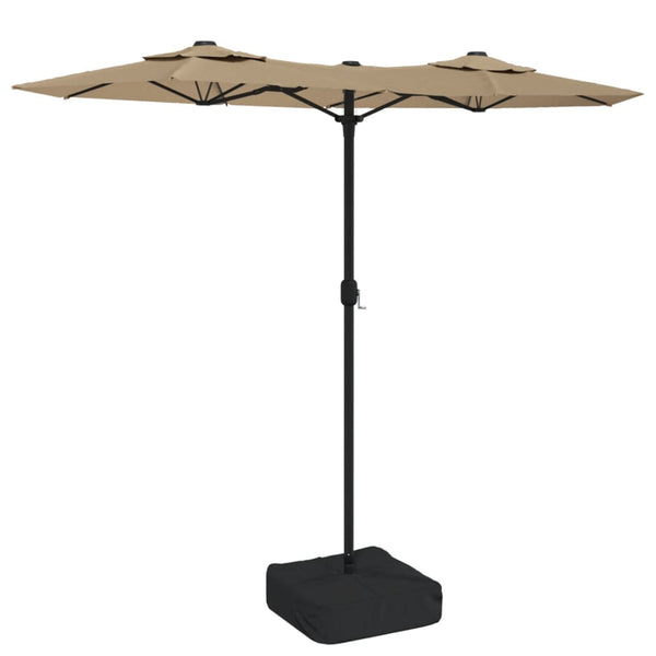 Taupe zweiflügeliger Sonnenschirm Rustic 316x240cm