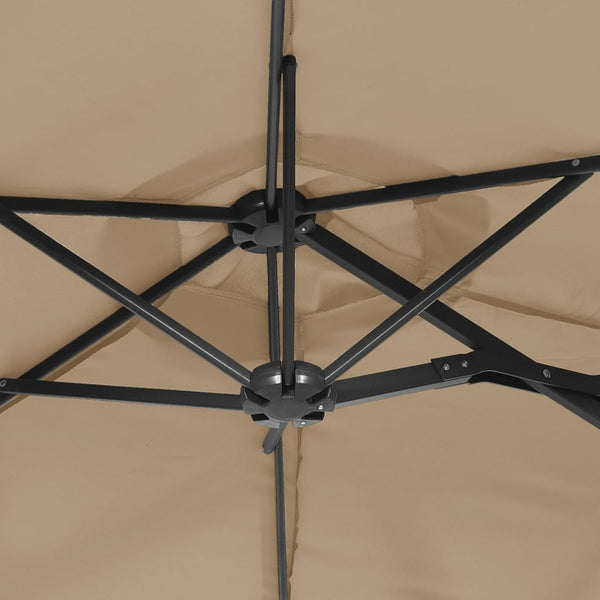 Taupe zweiflügeliger Sonnenschirm Rustic 316x240cm