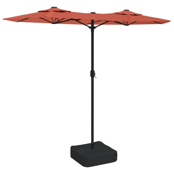 Terrakotta Sonnenschirm mit zwei Schirmen LED-Leuchten Cujmir 316x240cm
