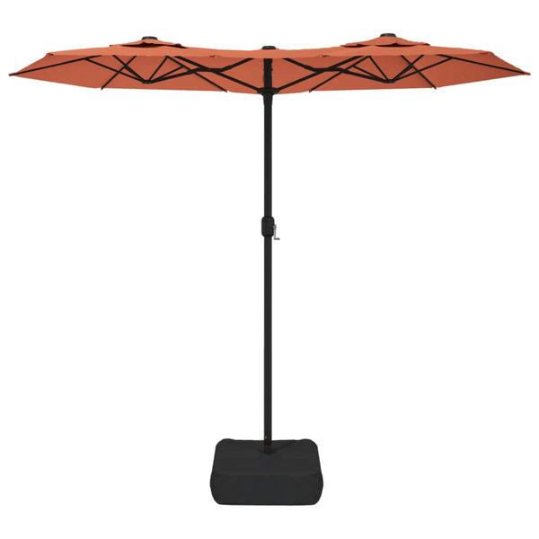Terrakotta Sonnenschirm mit zwei Schirmen LED-Leuchten Cujmir 316x240cm