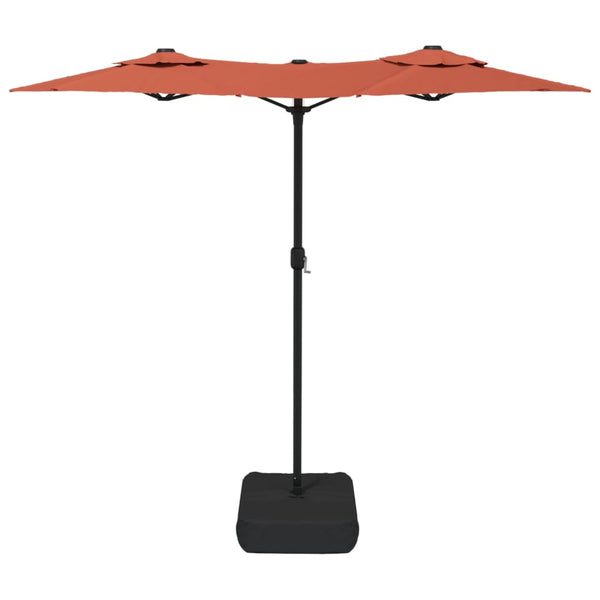 Terrakotta Sonnenschirm mit zwei Schirmen LED-Leuchten Cujmir 316x240cm