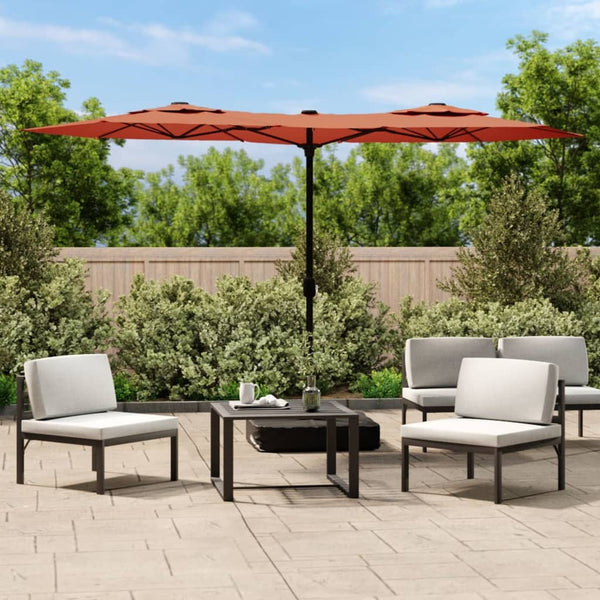 Terrakotta Sonnenschirm mit zwei Schirmen LED-Leuchten Cujmir 316x240cm