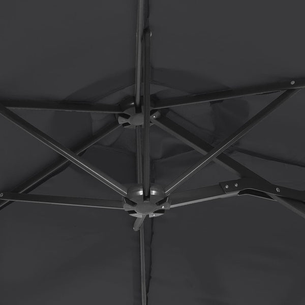 Musta kaksipäinen aurinkovarjo led-valot Cujmir 316x240cm
