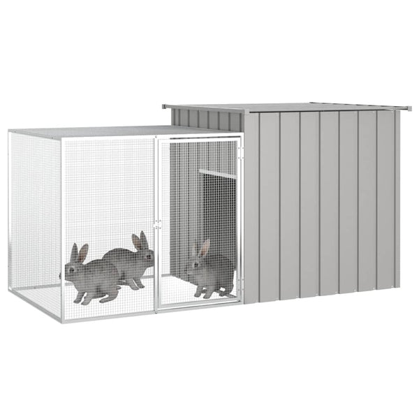 Grauer Kaninchenkäfig Henriet 200x91x100cm (verzinkter Stahl)