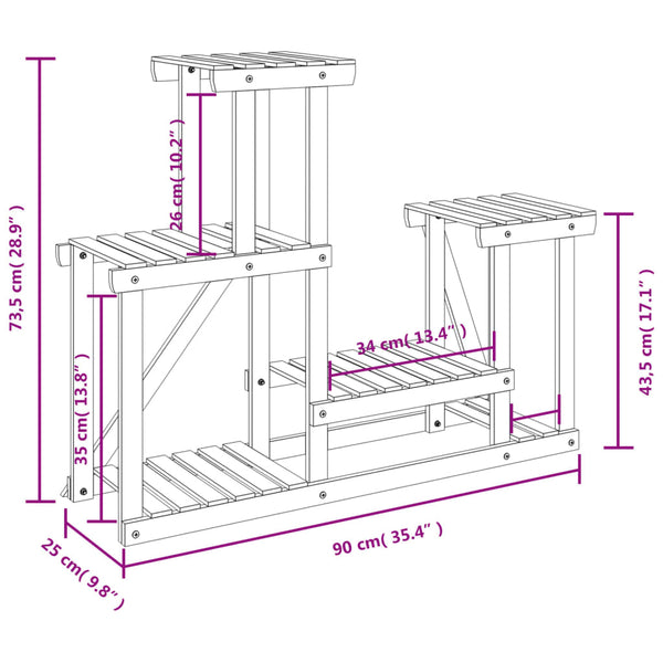 Rolandt Blumenständer 90x25x73,5cm (Fichte)