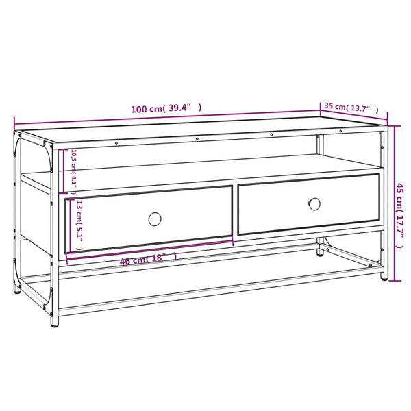 Graues TV-Möbel Cristofor 100x35x45cm (Holz)