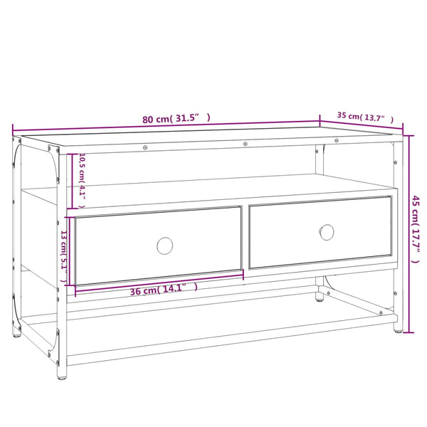 TV-Möbel Cristofor aus brauner Eiche 80x35x45cm (Holz)