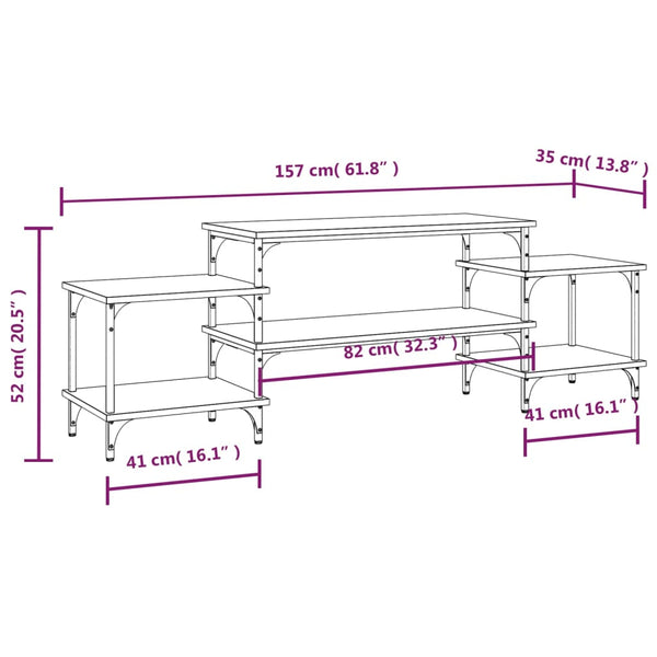 Graues TV-Möbel Justinian 157x35x52cm (Holz)