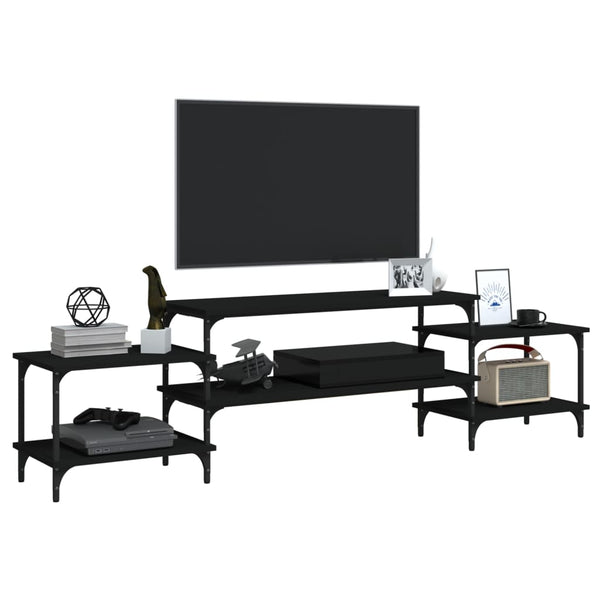 TV-Schrank Justinian, schwarz, 197x35x52cm (Holz)
