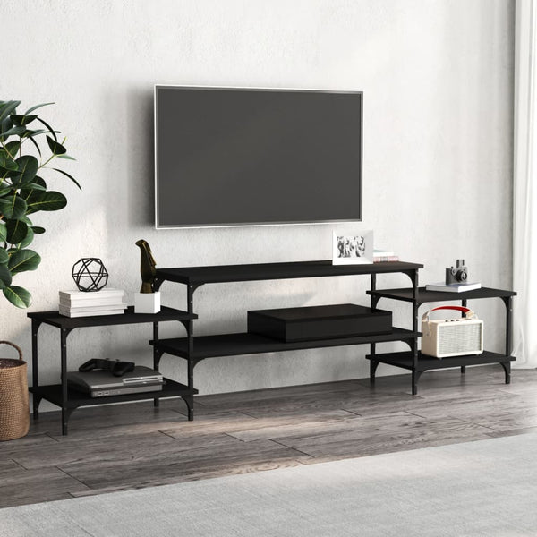 TV-Schrank Justinian, schwarz, 197x35x52cm (Holz)