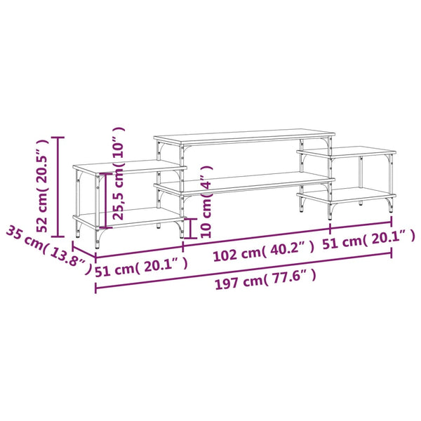 Graues TV-Möbel Justinian 197x35x52cm (Holz)