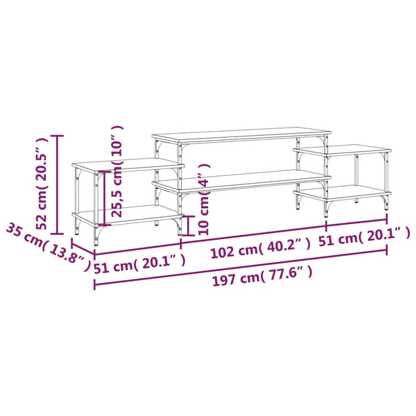 TV-Schrank Justinian aus brauner Eiche 197x35x52cm (Holz)