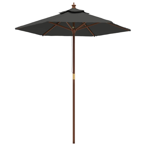 Anthrazitfarbener Gartenschirm Holzpfosten Ebraheem 196x231cm