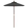 Anthrazitfarbener Gartenschirm Holzpfosten Ebraheem 196x231cm