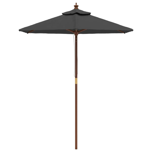 Anthrazitfarbener Gartenschirm Holzpfosten Ebraheem 196x231cm