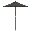 Anthrazitfarbener Gartenschirm Holzpfosten Ebraheem 196x231cm
