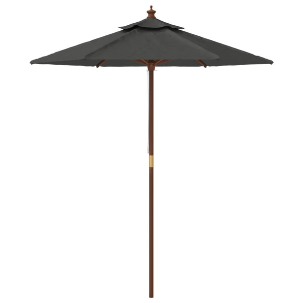 Anthrazitfarbener Gartenschirm Holzpfosten Ebraheem 196x231cm