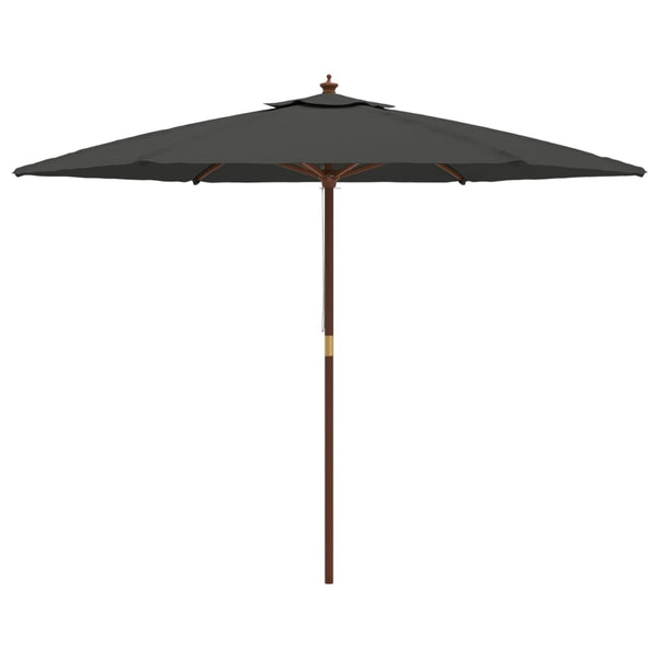 Anthrazitfarbener Gartenschirm Holzstiel Ischender 299x240cm