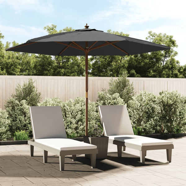 Anthrazitfarbener Gartenschirm Holzstiel Ischender 299x240cm