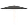 Anthrazitfarbener Gartenschirm mit Holzpfahl Lauren 400x273cm