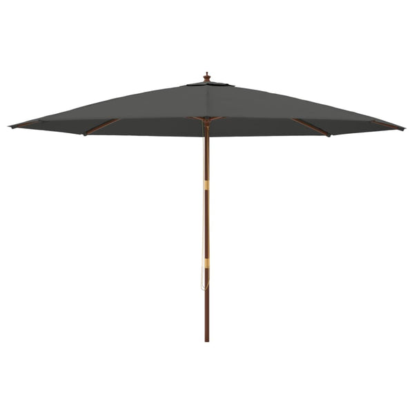 Anthrazitfarbener Gartenschirm mit Holzpfahl Lauren 400x273cm