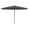 Anthrazitfarbener Gartenschirm mit Holzpfahl Lauren 400x273cm