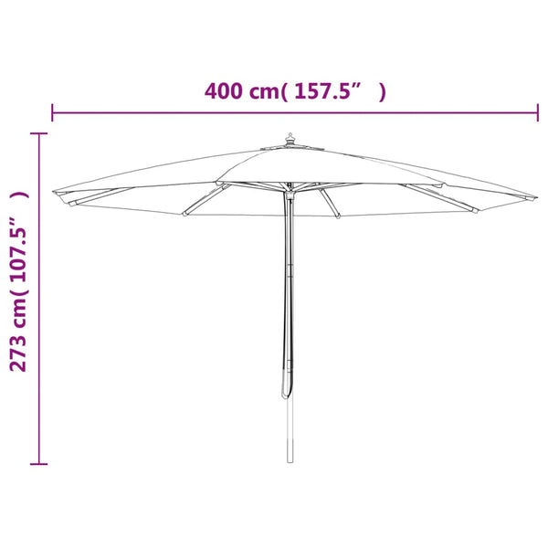 Anthrazitfarbener Gartenschirm mit Holzpfahl Lauren 400x273cm