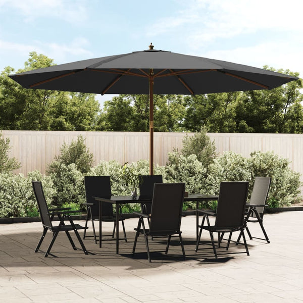Anthrazitfarbener Gartenschirm mit Holzpfahl Lauren 400x273cm