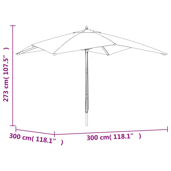 Sonnenschirm aus Sand, Holzpfosten Stefanie 300x300x273cm