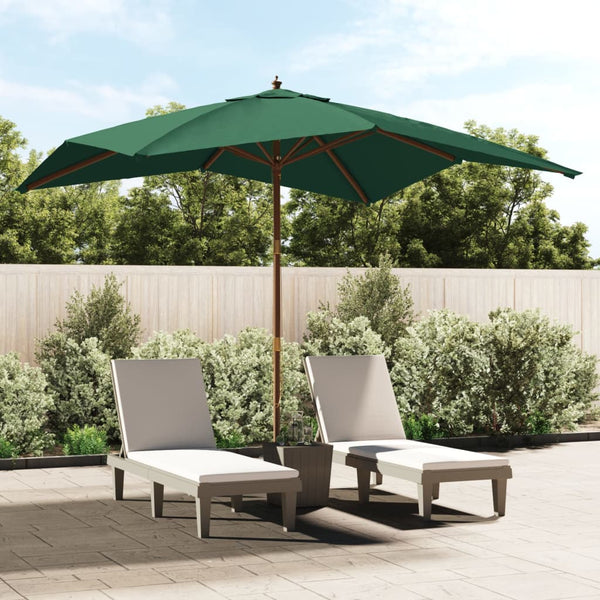 Grüner Gartenschirm Stefanie 300x300x273cm (Holzpfahl)