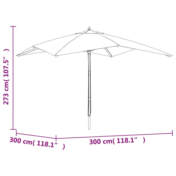 Weinroter Gartenschirm Stefanie 300x300x273cm (Holzpfahl)