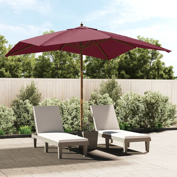 Weinroter Gartenschirm Stefanie 300x300x273cm (Holzpfahl)