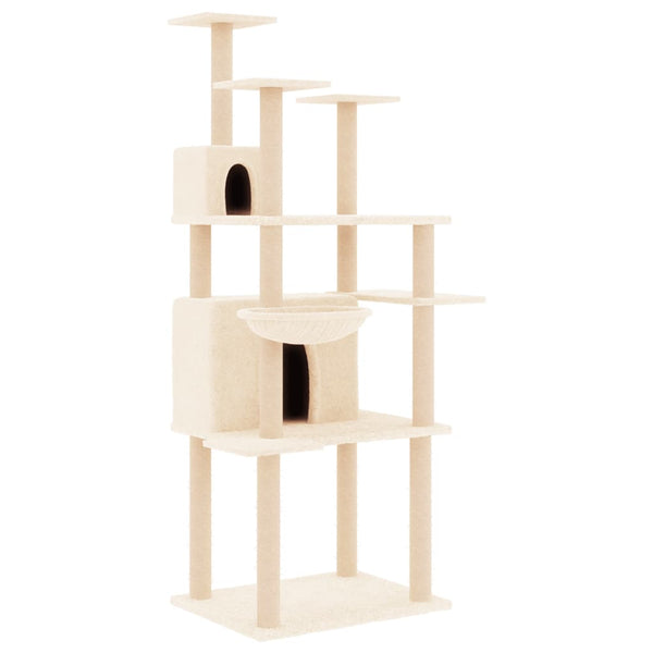 Kratzbaum für Katzen mit Sisalkratzstämmen, Creme Aret 166cm