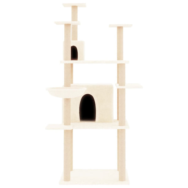 Kratzbaum für Katzen mit Sisalkratzstämmen, Creme Aret 166cm