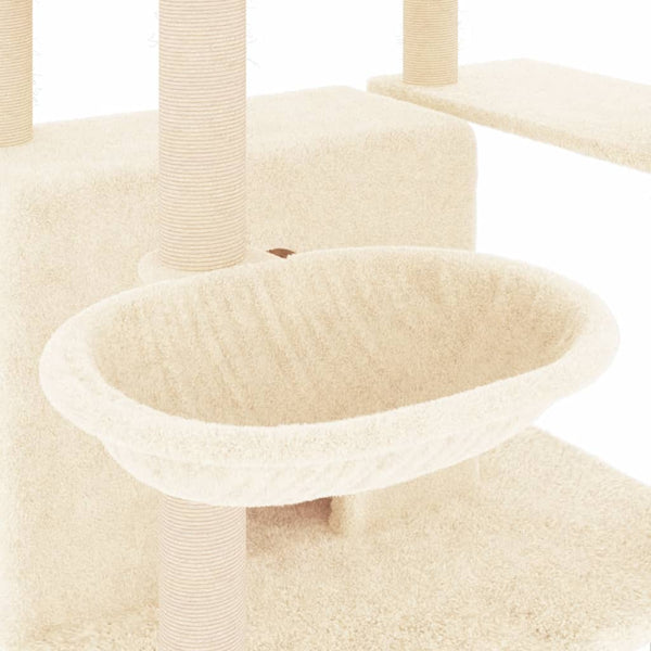 Kratzbaum für Katzen mit Sisalkratzstämmen, Creme Aret 166cm