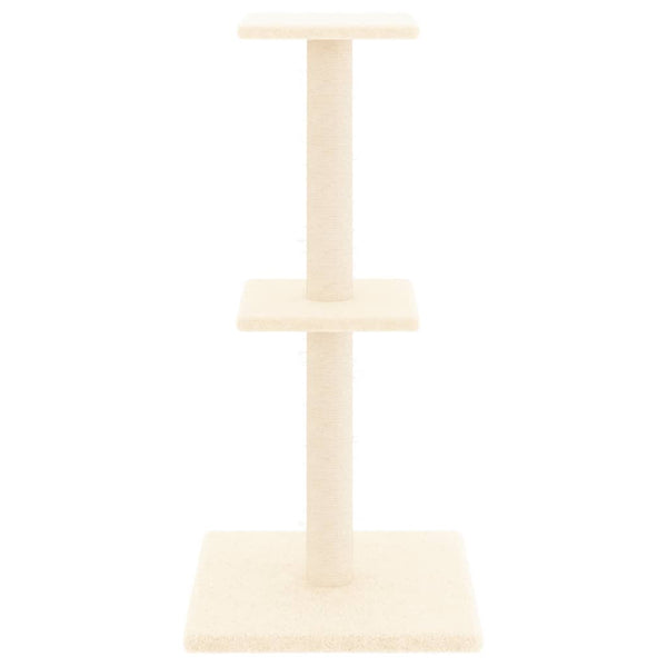 Cheibi Katzenkratzbaum Beige mit Sisalstangen 73cm