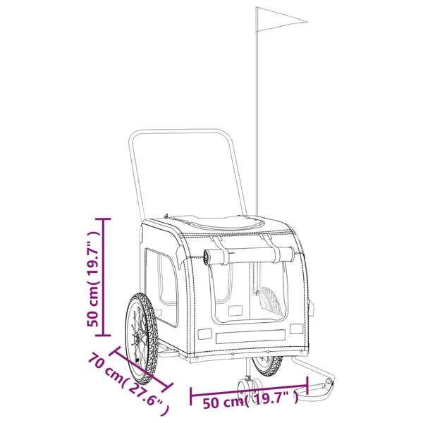 Ieronim Tier-Transportwagen grün/grau (Stoff und Eisen)