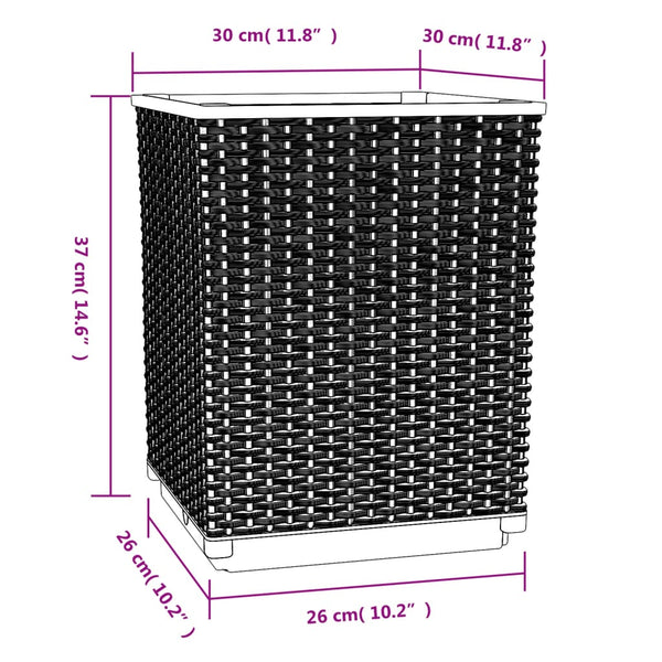Schwarze Blumenkästen Scarletia 30x30x37cm (2 Stück Polypropylen)