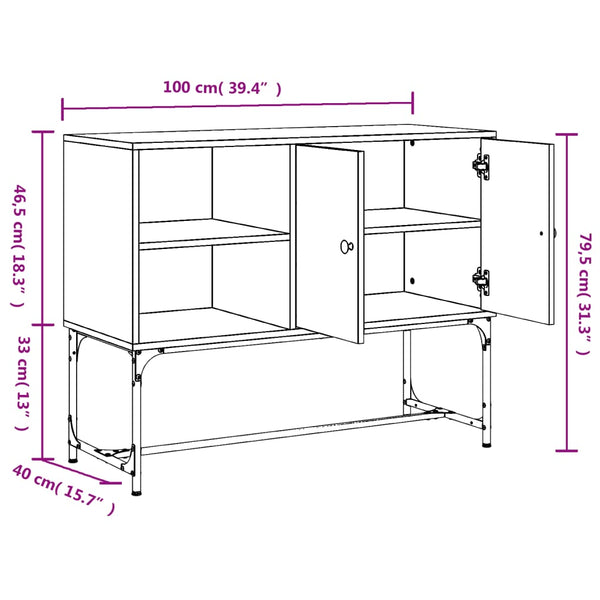 Harmaa senkki Pether 100x40x79,5cm (puinen)