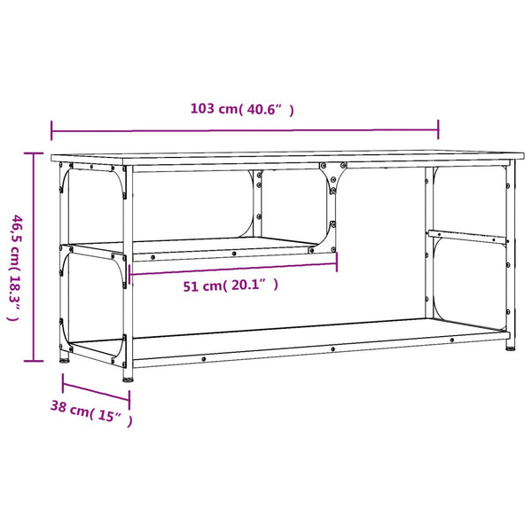 Savutammi tv-taso Mihal 103x38x46,5cm (puinen ja teräs)