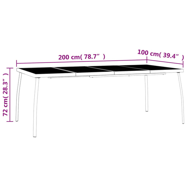 Anthrazit Gartentisch Moriah 200x100x72cm (Stahlgitter)