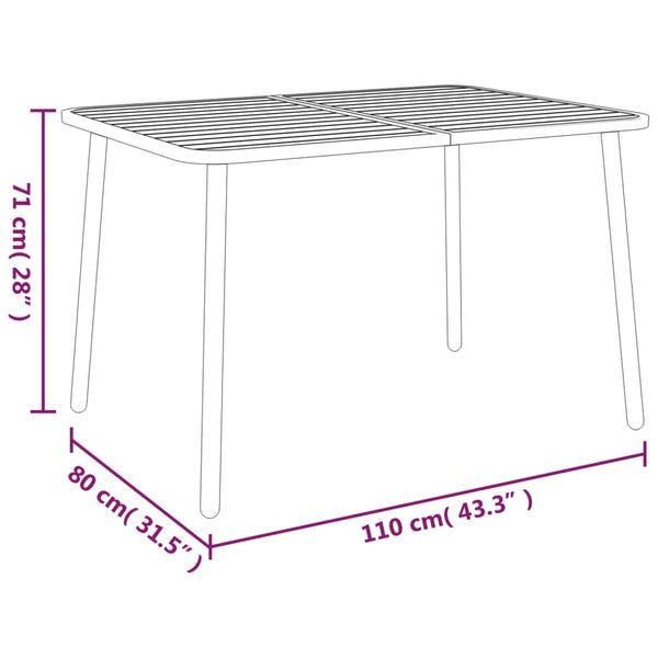 Anthrazit Gartentisch Ianorel 110x80x71cm (Stahl)